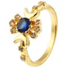 Cluster Ringen Vrouwen Goud Legering Zon Vinger Ring Wandering Star Sapphire Moon En Stars253I