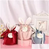 Present Wrap Gift Wrap 10pcs Veet Easter Påsar Söt kaninpackning Drop Rabbit Valentine Candy Wedding Birthday Party Decoration Dhgarden Dhsdq