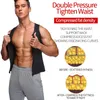 Waist Tummy Shaper Men Body Shaper Neoprene Sauna Vest Waist Trainer Double Belt Sweat Shirt Corset Top Abdomen Slimming Shapewear Fat Burn Fitness 231018