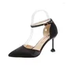 Sandals Fashion Solid High Heels For Women Summer Sexy One Word Buckle Heeled Girl Red Black Low Heel Shoes Sandalias