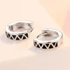 Hoop örhängen Kofsac mode vintage svart triangulär gitter för kvinnor silver 925 smycken geometrisk enkel liten örhänge dam