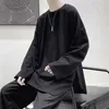 Men's T-Shirts Spring Autumn Thin Plain Simple Base T-Shirt Oversize Loose Style Harajuku Casual Long Sleeve Clothes Funny Co203B