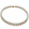 Encantador collar de perlas AKoya blancas naturales de 8-9 mm, cierre de oro de 14k de 18 pulgadas 287H