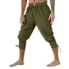 Erwachsene Männer mittelalterliche Piratenhose Leinen Reiter Ritter Kostüm lose Leggings Viking schwarz Navigator Bein Bandage Hose