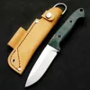 Kampanj BM162 Rak kniv CPM-S30V Satin Drop Point Blade Green Full Tang G10 Handtag utomhusöverlevnad Taktiska knivar med Kydex