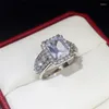 Bröllopsringar Fashion Högkvalitativ silverfärg för kvinnor Brillant Crystal Cubic Zirconia Elegant Design Lady's Jewelry
