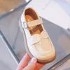 Sneakers Children Mary Janes Platform Black Beige Plain Design Girl s Leather Shoes 23 35 Toddler School All match Fashion Kids 231017