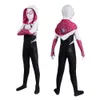 Costume de Cosplay Gwen à travers le vers d'araignée, combinaison, ensemble de masques, tenues pour femmes adultes et enfants, Costume de fête de carnaval d'halloween