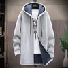 Jaquetas masculinas suéteres casaco outono inverno quente zíper médio longo cardigan homem casual malhas sweatercoat roupas dos homens 231017