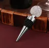 Rhinestone Wine Bottle Stopper Rostfritt stål Small Round Ball Crystal Diamond Wine Stoppers Bröllopsfestgåvor för barverktygstillbehör SN4487