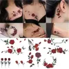 5 PC tatouages temporaires 9 pc/Lot papillon Rose autocollants de tatouage imperméables bras cheville femme fausse clavicule fleur Art Tatoo Temporales 231018