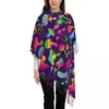 Scarves Neon Psychodelic Mushroom Scarf For Women Fall Winter Pashmina Shawls And Wrap Aesthetic Long Large With Tassel