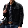 Jaquetas masculinas Mens Collar Slim Button Jacket Casaco Biker Punk Casual Tops Outwear Dark Red Tag Tamanho L 3XL Tecido de Poliéster Comprimento Regular