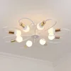 Lustres nórdicos led minimalista ferro e27 base 3/6/8 cabeças lâmpadas para sala de estar quarto estudo el restaurante luminárias