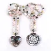 Подвесные ожерелья моды богемные ювелирные аксессуары Морганит натуральный камень и камелия цветочный доктор для женщин
