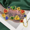 Колье-чокер, модное разноцветное ожерелье с кристаллами и драгоценными камнями в форме сердца для женщин и девочек, супер милые яркие цвета, клубничный воротник, ювелирные аксессуары