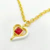 2023 Collana con ciondolo a forma di cuore con ciondolo di qualità di lusso con diamante rosso placcato in oro 18 carati con scatola per timbri PS7520A298h