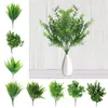 Dekorativa blommor Artificiellt gräs 7 gaffelplastgrön Fake Leaf Flower Plant Wedding Home Decoration Julbordsdekor