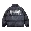 Men's Down Parkas Men Hip Hop Oversize Padded Bomber Jacket Coat Streetwear Graffiti Parka Cotton Harajuku Winter Outwear 231017