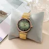 Wristwatches Minimalist Digital Leaf Pattern Women's Quartz Watch Fashion Luxury Gold Stretch Classless Strap Ladies Dress Clock