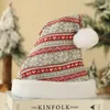 Chapeau de noël en laine tricotée épaisse en peluche, vente en gros, nouvelle collection, chapeau de père noël pour adulte, décoration de chapeau de noël