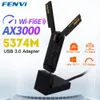 WiFi Finders Fenvi 6e Ax3000 USB 30 Adapter 3000Mbps Triband 24G5G6GHz Trådlöst nätverkskort WiFi6 Dongle Driver Free Win1011 231018