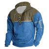 Customized Tees & Polos 021 Blue color matching Hoodie Loose Sweater Long sleeved Coat