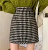 Spódnice Mini Women Sweet Houndstooth A-Line A-Line Vintage Kawaii Winter-Match Y2K Trendy Faldas est Friends French Style