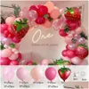 Other Event & Party Supplies Other Event Party Supplies 127Pcs Stberry Decoration Balloon Garland Kit For Girls 1St 2Nd Birt Dhgarden Dhg8H