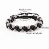 Bracelet en pierres précieuses naturelles 6mm, Labradorite, perles d'agate noire, cordon tressé en macramé, fait à la main, pour hommes et femmes, 294u