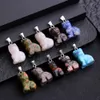 Natural Stone Lovely Cat Pendant Rose Quartz Tiger's Eye Pendant Charms for Jewelry Making Necklaces