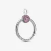 100% 925 Sterling Zilver Kleine Roze Pave O Hanger Mode Vrouwen Bruiloft Engagement Sieraden Accessoires306W