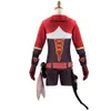 Game Genshin Impact Cosplay Kostuum Amber Cosplay Kostuum Pruik Vrouwen Rode Kleren Halloween Kostuum Top Broek Uniform Jumpsuitcosplay