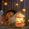 Artículos de novedad Recargable Bluetooth Ser Star Proyector Luz Giratoria Conejo Noche Lámpara Completa Regalo para Niños Niña Novia 231017