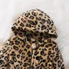 Jackets Winter Baby Girls Clothes Faux Fur Fleece Coat Warm Jacket Leopard Elastic Waist Baby Hooded Jacket Outerwear 231018