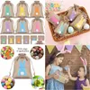 Party Favor 24pcs/Set Easter Burlap påsar Söt kaninpåse Funny Bunny Egg Collection Bunches Candy Packaging Liten Gift Pouch med DS DHOTB