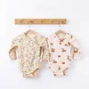 Детская осенне-весенняя одежда, комбинезон с длинными рукавами, топы и штаны, мягкий хлопковый комбинезон с принтом, боди для новорожденных, комплект одежды для малышей