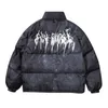 Men's Down Parkas Men Hip Hop Oversize Padded Bomber Jacket Coat Streetwear Graffiti Parka Cotton Harajuku Winter Outwear 231017