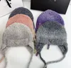 Top Winter Plush Warm Ear Protection Ushanka Women's Cute Colorful Circle Yarn Knitted Hat Korean Style All-Matching Woolen Hats