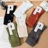 Men's Socks Knitted Male Letter Long Japanese Towel Bottom Thickened Medium Tube Harajuku Punk Street Sock Autumn Winter