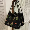 Сумки на плечо Сумки с цветочной вышивкой Женская сумка Soulder Винтажные сумки Модные сумки через плечо Повседневная сумка-ведро большой вместимости