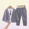 Kleidung Sets Kleinkind Kinder Karierten Anzug Baby Kleidung Herbst Kinder Set Formale Gentleman 3 stücke Outfit Für Junge Kleinkind 1 2 3 4 jahre O3050232