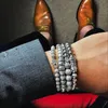 Men bracelet 2pcs Set Luxury Crown Pave Cubic Zirconia Starlight Ball Charms Copper Beads Bangles For Women Gift Valentine's 224Z