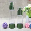 30 ml 50 ml Kleine Groene Airless Fles Reizen Cosmetische Potten Plastic Emulsie Lege Hervulbare Flessen voor Make-up Vloeistof 100 stks / lotgoods Qbhrb