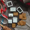 Moldes de cozimento Cortador de biscoito de Natal e Fondant Embosser Square Stamp Shapes Biscuit Mold Xmas Padrão Pastelaria Ferramentas de cozimento Decoração de bolo 231018