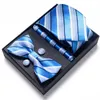 Bow Ties Silk Tie Hanky ​​Pocket Squares Cufflink Set Bow Tie Slits Box Hombre Geometric Purple Formal Clothing Wedding 231013