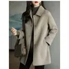 Womens Wool Blends Autumn Winter Woolen Coat Slim Fashion Office Lady Square Collar Single Breasted Coats Widewaisted Pocket 231018