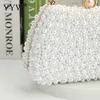 Kvällspåsar Luxury Crystal Clutch Bag Lady Elegant Wedding Purse Women Plastic Pearl Handväskor Fest Middag Bling Shoulder 231017