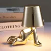 Novelty Items Nordic Chrome Little Golden Man Table Lamp Living Room Bedroom Bedside Children's Night Lights Net Red Creative Desk Lamps 231017