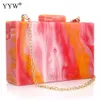 Evening Bags Acrylic Clutch Bag Women Box Designer Luxury Purses And Handbags Mixed Colors Party Shoulder Marble Clutches 231017